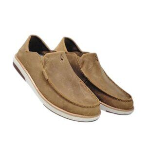 OLUKAI Kalia Men's Leather Slip-On Loafers Casual Comfort Shoes Tan Size 10 NWOB